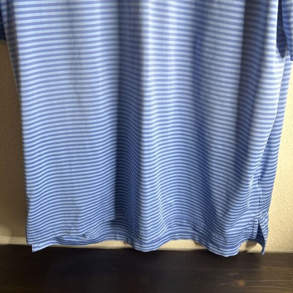 Peter Millar Summer Comfort Men's Medium Blue Striped Short Sleeve LR Logo - Picture 4 of 12